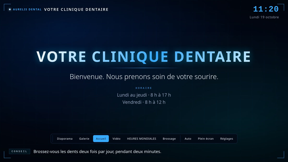 AURELIS DENTAL — Affichage numérique pour salle d’attente